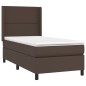vidaXL Cama box spring con colchón cuero sintético marrón 100x200 cm vidaXL Cama box spring con colchón cuero sintético marrón 100x200 cm