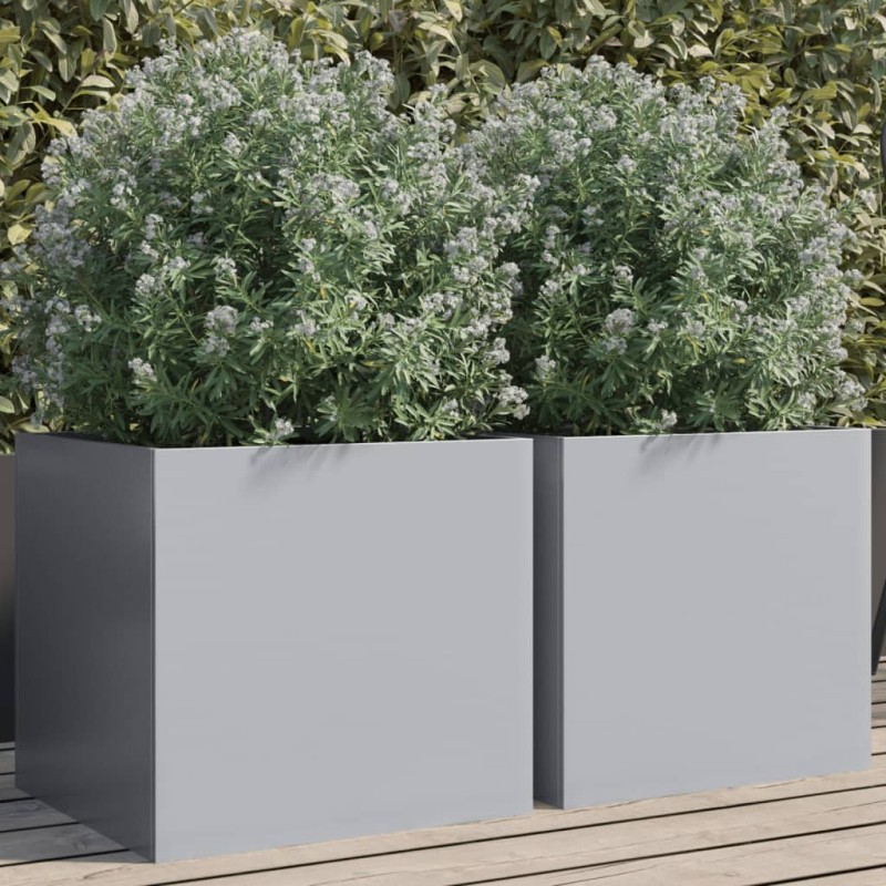 vidaXL Jardineras 2 unidades acero galvanizado plateado 42x40x39 cm vidaXL Jardineras 2 unidades acero galvanizado plateado 42x40x39 cm
