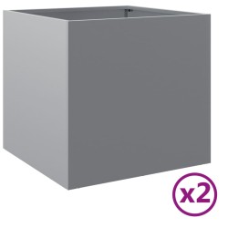 vidaXL Jardineras 2 unidades acero galvanizado plateado 42x40x39 cm