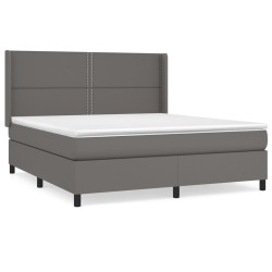 vidaXL Cama box spring con colchón cuero sintético gris 160x200 cm