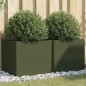 vidaXL Jardineras 2 uds acero laminado en frío verde oliva 49x47x46 cm vidaXL Jardineras 2 uds acero laminado en frío verde oliva 49x47x46 cm