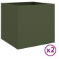 vidaXL Jardineras 2 uds acero laminado en frío verde oliva 49x47x46 cm vidaXL Jardineras 2 uds acero laminado en frío verde oliva 49x47x46 cm