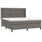 vidaXL Cama box spring con colchón cuero sintético gris 160x200 cm
