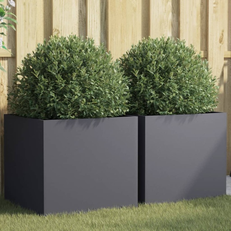 vidaXL Jardineras 2 uds acero laminado en frío antracita 49x47x46 cm vidaXL Jardineras 2 uds acero laminado en frío antracita 49x47x46 cm