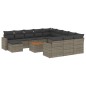 vidaXL Set sofás de jardín con cojines 13 piezas ratán sintético gris vidaXL Set sofás de jardín con cojines 13 piezas ratán sintético gris