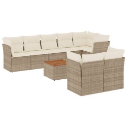 vidaXL Set de sofás de jardín 9 pzas con cojines ratán sintético beige