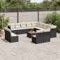 vidaXL Set sofás de jardín 14 pzas con cojines ratán sintético negro vidaXL Set sofás de jardín 14 pzas con cojines ratán sintético negro