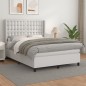 vidaXL Cama box spring con colchón cuero sintético blanco 140x200cm vidaXL Cama box spring con colchón cuero sintético blanco 140x200cm