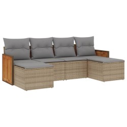 vidaXL Juego de sofás jardín con cojines 6 pzas ratán sintético beige