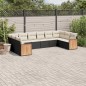 vidaXL Set de sofás de jardín 10 pzas cojines ratán sintético negro