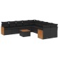 vidaXL Set de sofás de jardín 11 pzas y cojines ratán sintético negro vidaXL Set de sofás de jardín 11 pzas y cojines ratán sintético negro