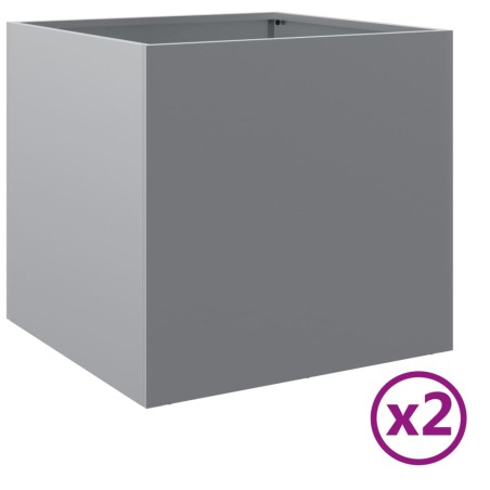 vidaXL Jardineras 2 unidades acero galvanizado plateado 49x47x46 cm