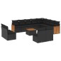 vidaXL Set de sofás de jardín y cojines 13 pzas ratán sintético negro vidaXL Set de sofás de jardín y cojines 13 pzas ratán sintético negro