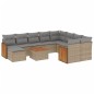 vidaXL Set de sofás de jardín 11pzas con cojines ratán sintético beige vidaXL Set de sofás de jardín 11pzas con cojines ratán sintético beige