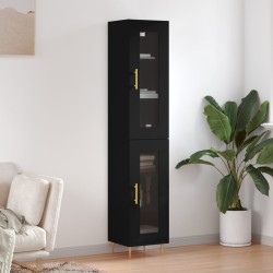 vidaXL Aparador de madera contrachapada negro 34,5x34x180 cm