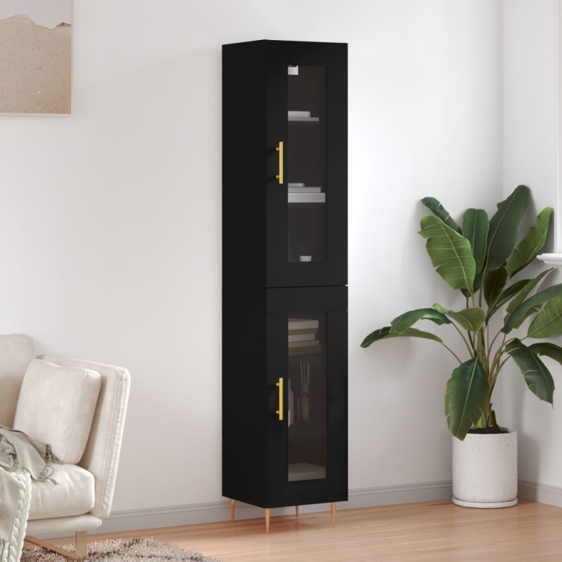 vidaXL Aparador de madera contrachapada negro 34,5x34x180 cm vidaXL Aparador de madera contrachapada negro 34,5x34x180 cm