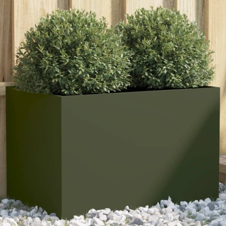 vidaXL Jardinera de acero laminado en frío verde oliva 62x40x39 cm