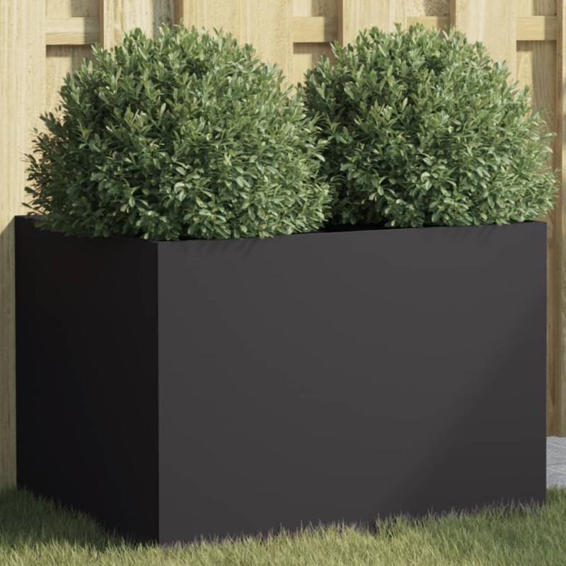 vidaXL Jardinera de acero laminado en frío negro 62x47x46 cm vidaXL Jardinera de acero laminado en frío negro 62x47x46 cm