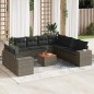 vidaXL Set de sofás de jardín 10 pzas con cojines ratán sintético gris vidaXL Set de sofás de jardín 10 pzas con cojines ratán sintético gris