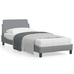 vidaXL Estructura de cama con cabecero de tela gris claro 90x200 cm