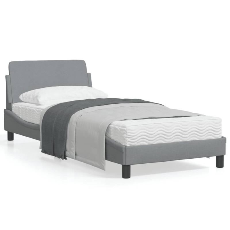 vidaXL Estructura de cama con cabecero de tela gris claro 90x200 cm vidaXL Estructura de cama con cabecero de tela gris claro 90x200 cm