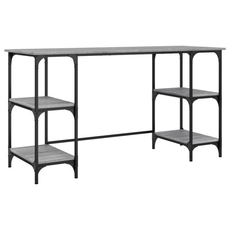 vidaXL Escritorio metal madera de ingeniería gris Sonoma 140x50x75 cm