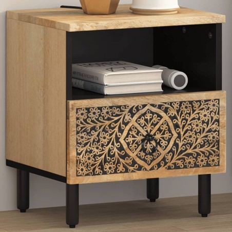 vidaXL Mesita de noche de madera maciza de mango 40x33x46 cm