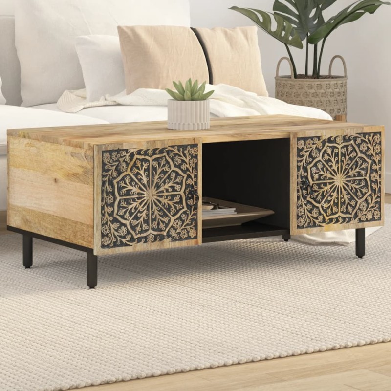 vidaXL Mesa de centro de madera maciza mango 100x54x40 cm vidaXL Mesa de centro de madera maciza mango 100x54x40 cm