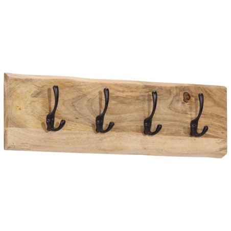 vidaXL Perchero de pared con 4 ganchos madera maciza de mango
