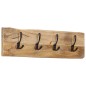 vidaXL Perchero de pared con 4 ganchos madera maciza de mango vidaXL Perchero de pared con 4 ganchos madera maciza de mango