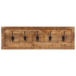 vidaXL Perchero de pared con 5 ganchos madera maciza de mango