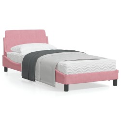 vidaXL Estructura de cama con cabecero de terciopelo rosa 80x200 cm