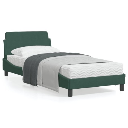 vidaXL Estructura cama con cabecero terciopelo verde oscuro 80x200 cm
