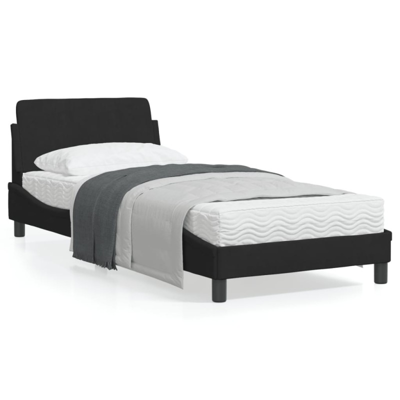 vidaXL Estructura de cama con cabecero de terciopelo negro 90x190 cm vidaXL Estructura de cama con cabecero de terciopelo negro 90x190 cm