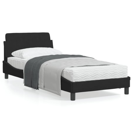 vidaXL Estructura de cama con cabecero de terciopelo negro 90x190 cm