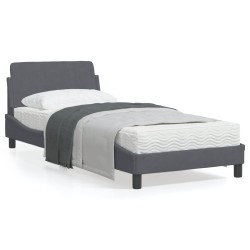 vidaXL Estructura de cama con cabecero terciopelo gris oscuro 90x200cm