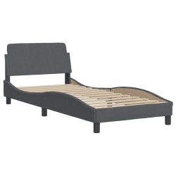 vidaXL Estructura de cama con cabecero terciopelo gris oscuro 90x200cm