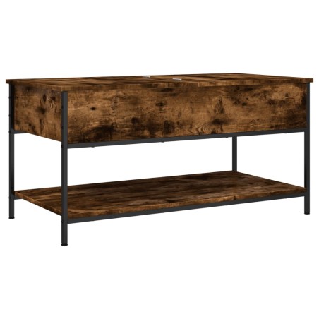vidaXL Mesa de centro madera ingeniería metal roble humo 100x50x50 cm