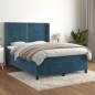 vidaXL Cama box spring con colchón terciopelo azul oscuro 140x200 cm vidaXL Cama box spring con colchón terciopelo azul oscuro 140x200 cm