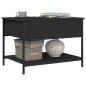 vidaXL Mesa de centro madera de ingeniería y metal negro 70x50x50 cm vidaXL Mesa de centro madera de ingeniería y metal negro 70x50x50 cm