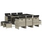 vidaXL Set de comedor de jardín 11 pzas y cojines ratán sintético gris vidaXL Set de comedor de jardín 11 pzas y cojines ratán sintético gris