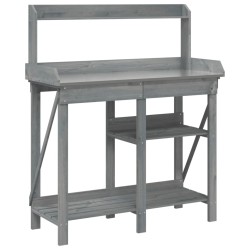 vidaXL Banco para macetas con estantes madera maciza de abeto gris