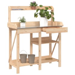 vidaXL Banco para macetas con estantes de madera maciza de abeto