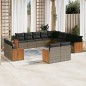 vidaXL Set sofás de jardín con cojines 13 piezas ratán sintético gris vidaXL Set sofás de jardín con cojines 13 piezas ratán sintético gris