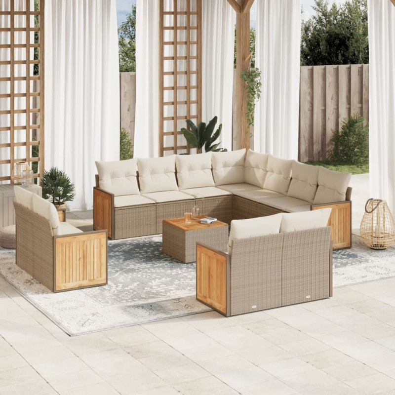 vidaXL Set de sofás de jardín 12 pzas y cojines ratán sintético marrón vidaXL Set de sofás de jardín 12 pzas y cojines ratán sintético marrón