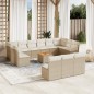 vidaXL Set sofás de jardín 14 pzas con cojines ratán sintético beige vidaXL Set sofás de jardín 14 pzas con cojines ratán sintético beige