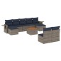 vidaXL Set de sofás de jardín 10 pzas con cojines ratán sintético gris vidaXL Set de sofás de jardín 10 pzas con cojines ratán sintético gris