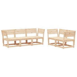 vidaXL Juego de sofás de jardín 5 piezas madera maciza de pino