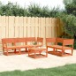 vidaXL Juego de sofás de jardín 5 pzas madera maciza pino marrón cera vidaXL Juego de sofás de jardín 5 pzas madera maciza pino marrón cera