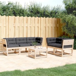 vidaXL Juego de sofás de jardín 5 pzas con cojines madera maciza pino